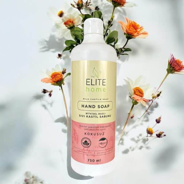 the Elite Home  BİTKİSEL BAZLI VEGAN SERTİFİKALI KASTİL SIVI SABUN HASSAS CİLTLER İÇİN ( 750 ML KOKUSUZ )