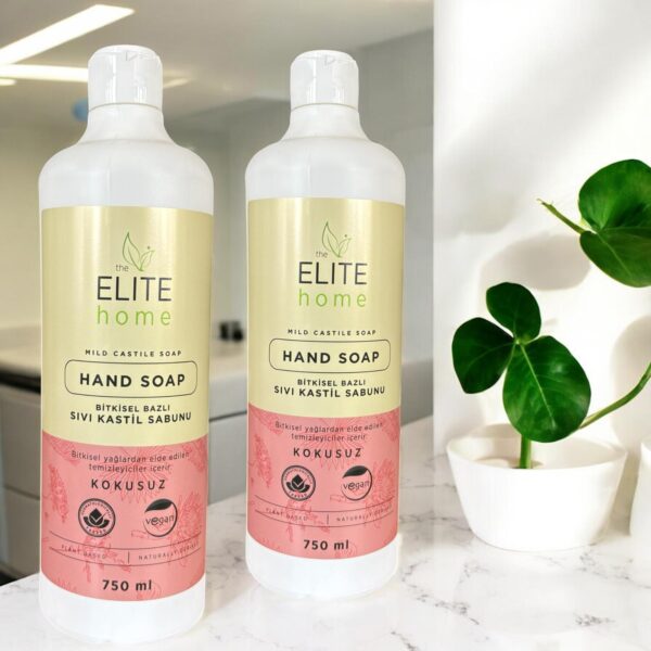 BİTKİSEL BAZLI VEGAN SERTİFİKALI KASTİL SIVI SABUN HASSAS CİLTLER İÇİN ( 750 ML KOKUSUZ ) 2 li set